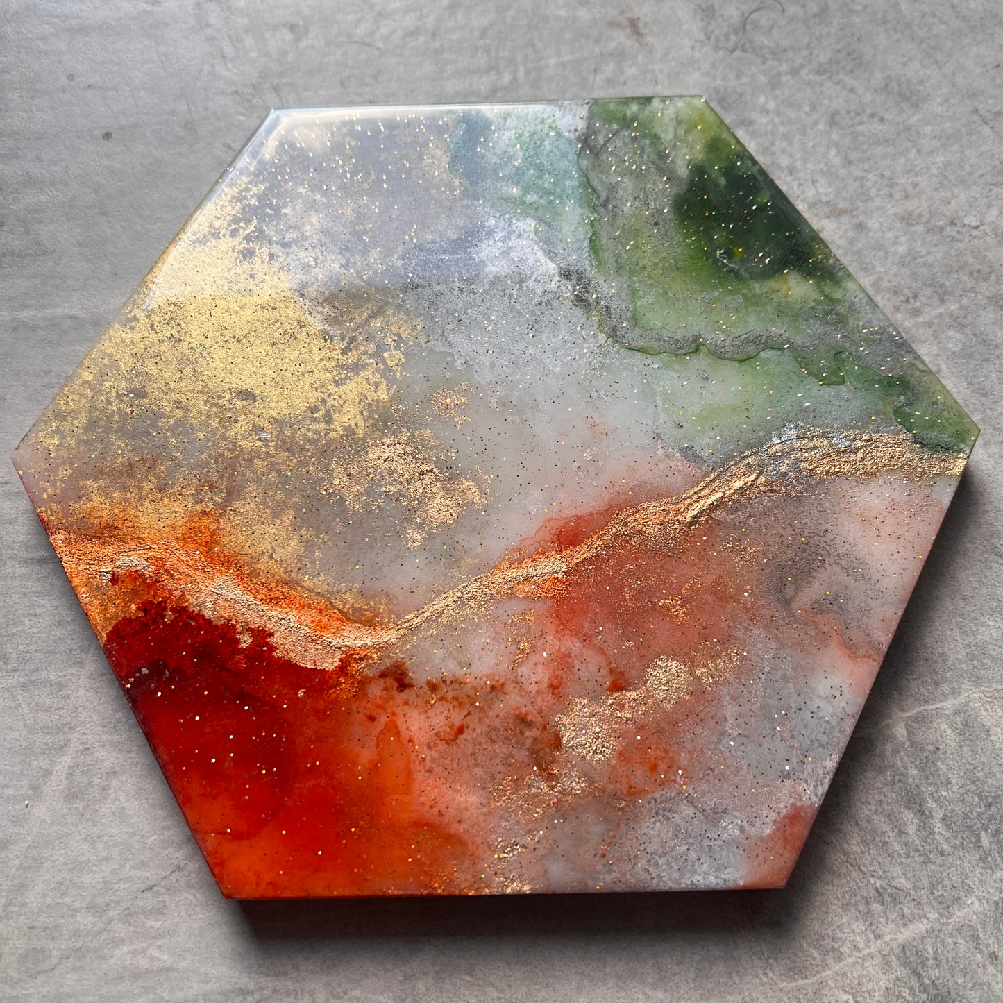 Hexagon marble platter 8x8