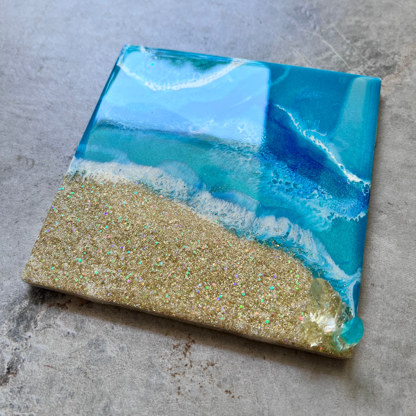 Mini tray in Ocean Blue with Resin Crystal