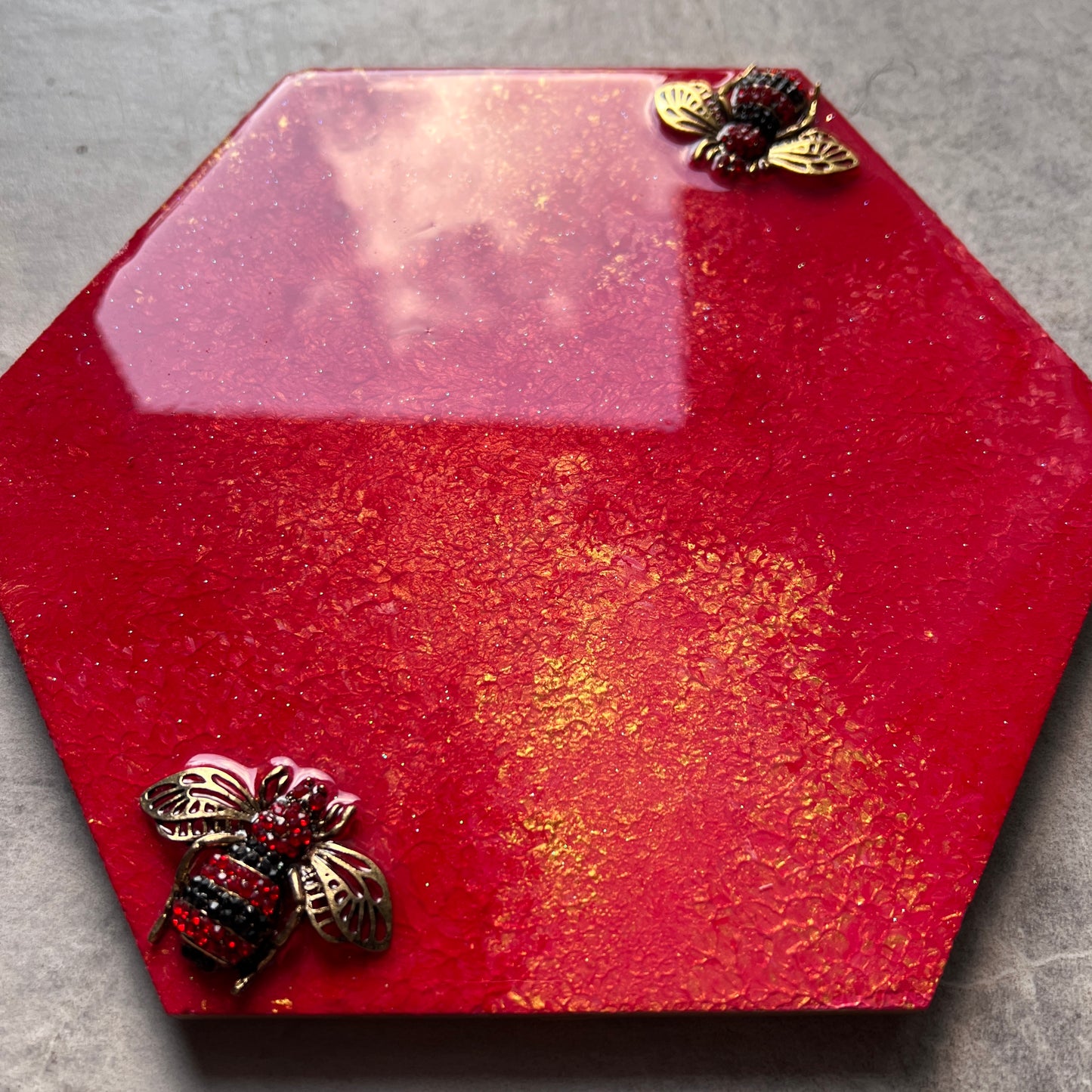 Hexagon marble platter 8x8