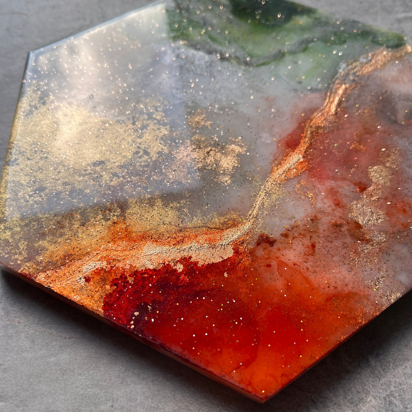 Hexagon marble platter 8x8