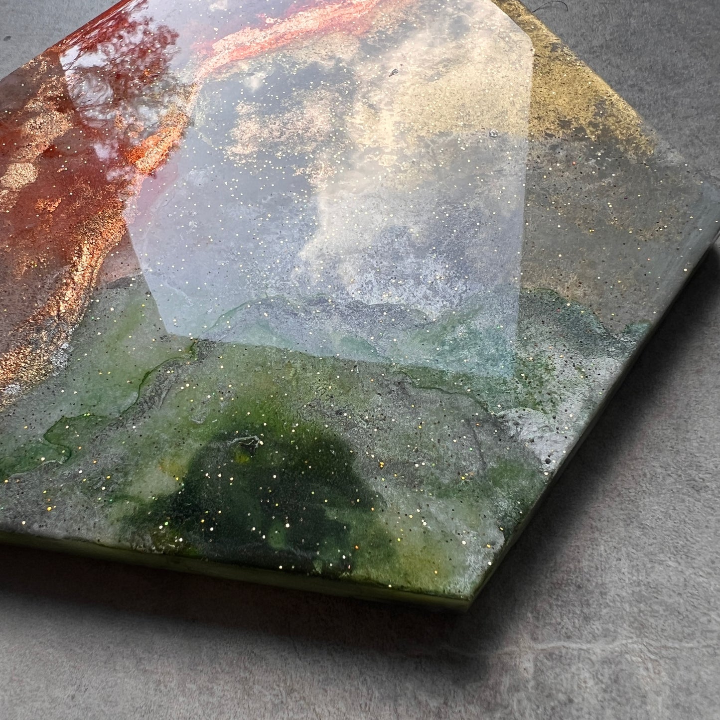 Hexagon marble platter 8x8