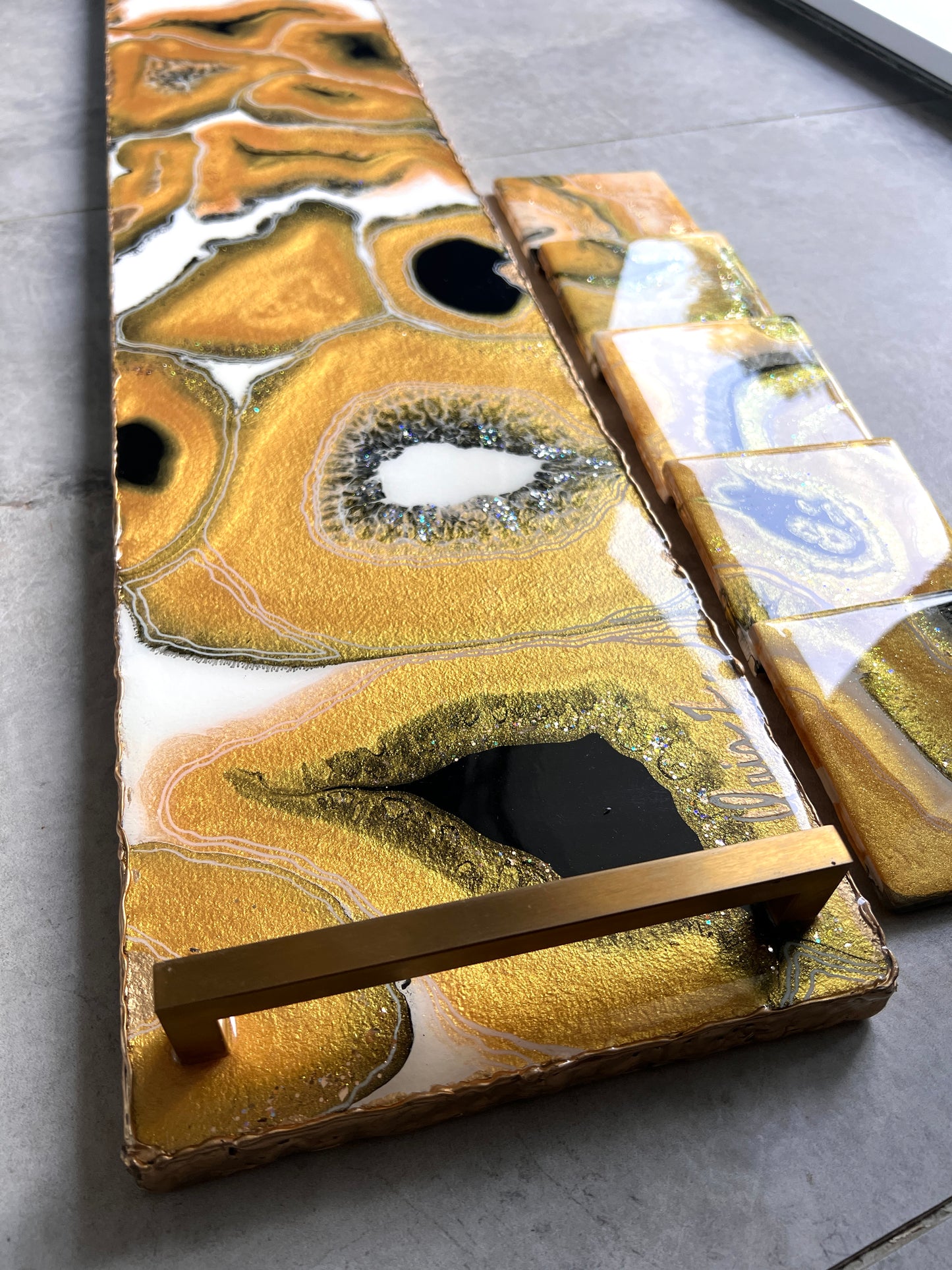 Extra Large Gold Luxe Tray & Coasters