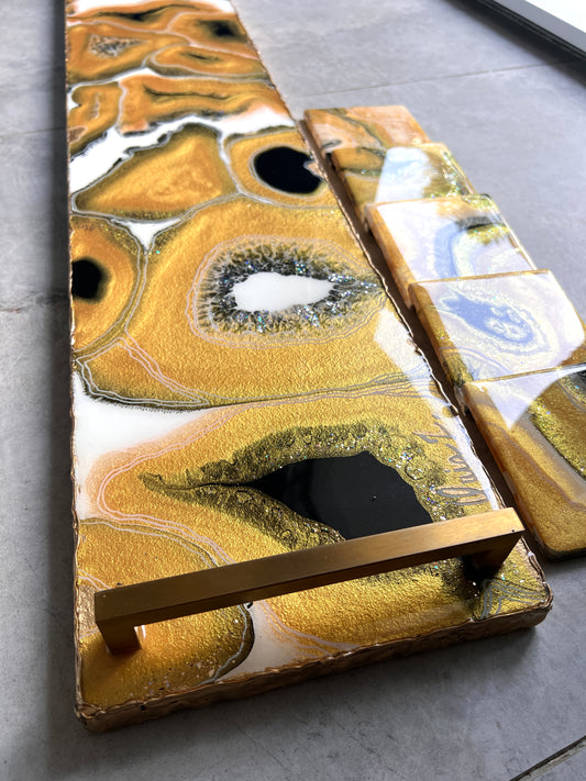 Extra Large Gold Luxe Tray & Coasters
