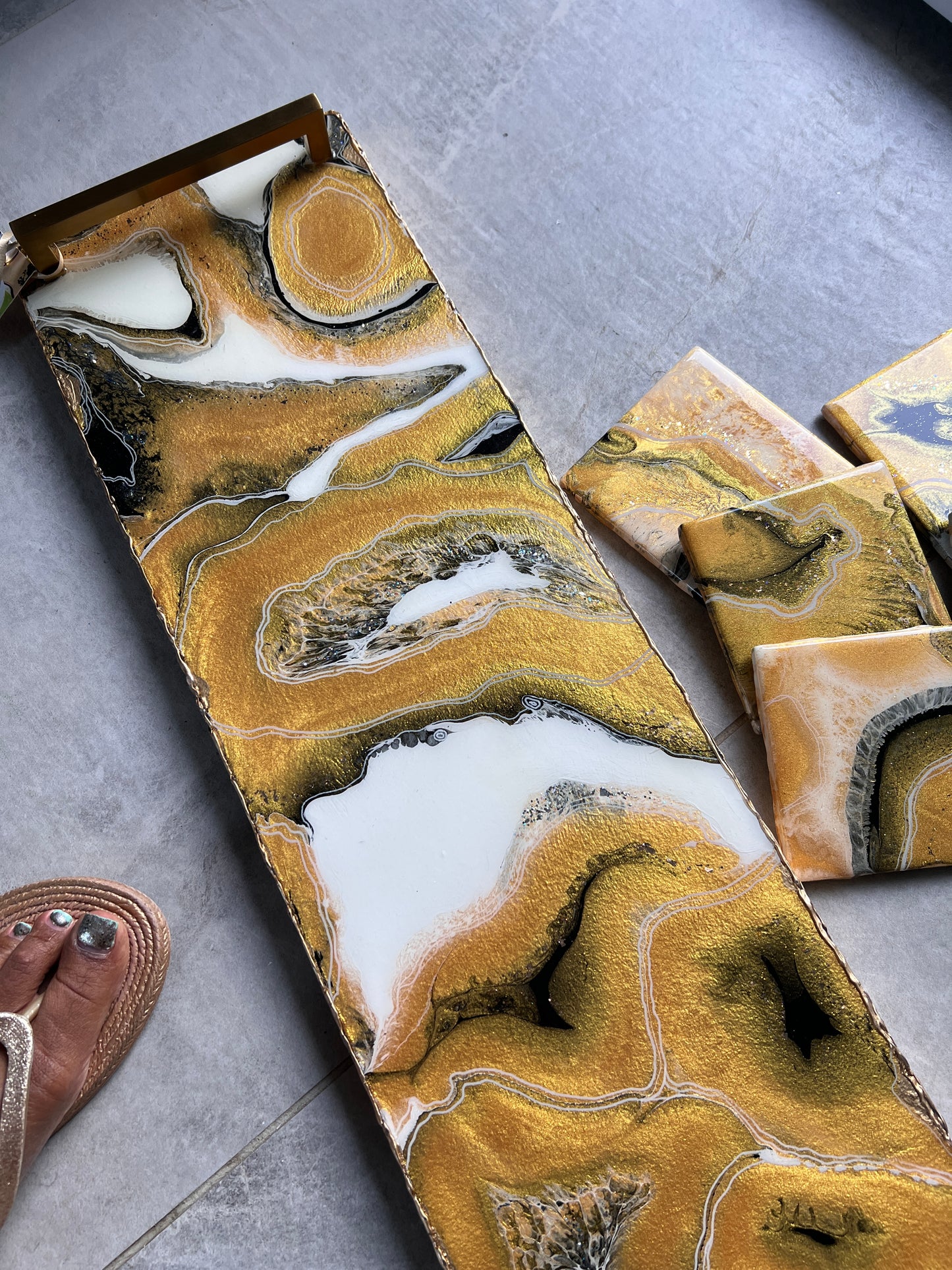 Extra Large Gold Luxe Tray & Coasters