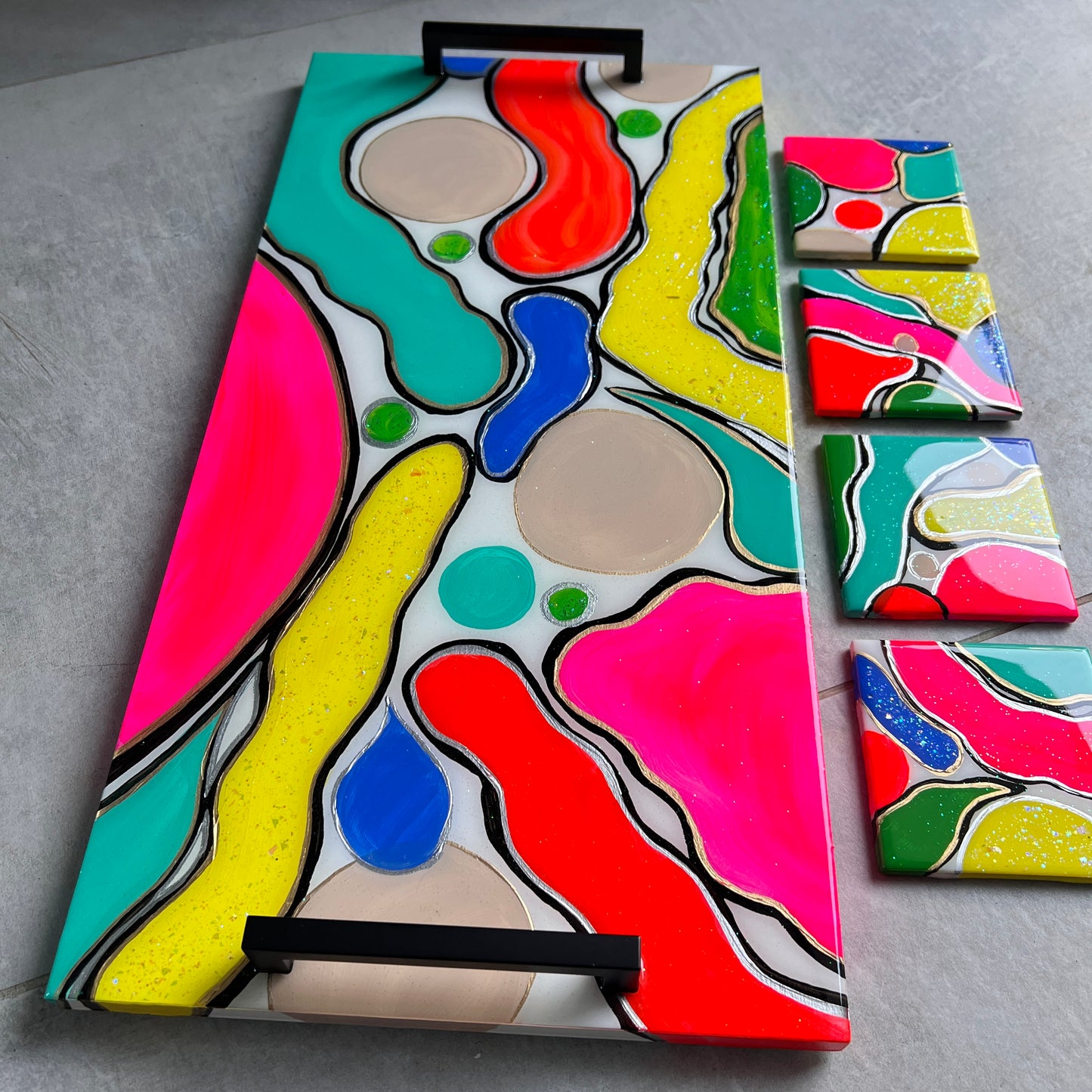 Art Pop luxe tray & coasters
