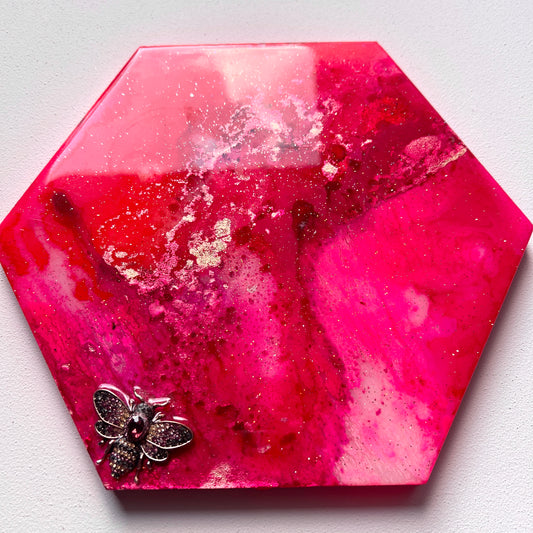 Hexagon marble platter 8x8