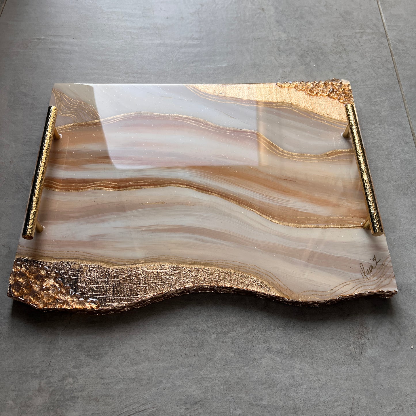 Golden Streaks Luxe Tray