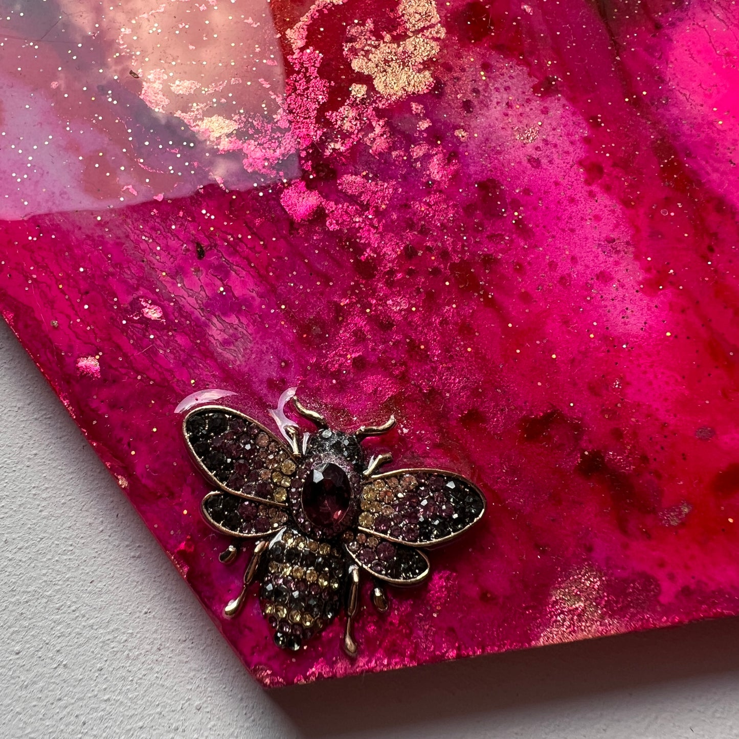 Hexagon marble platter 8x8