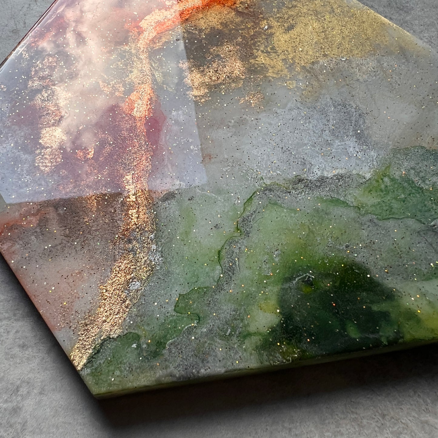 Hexagon marble platter 8x8