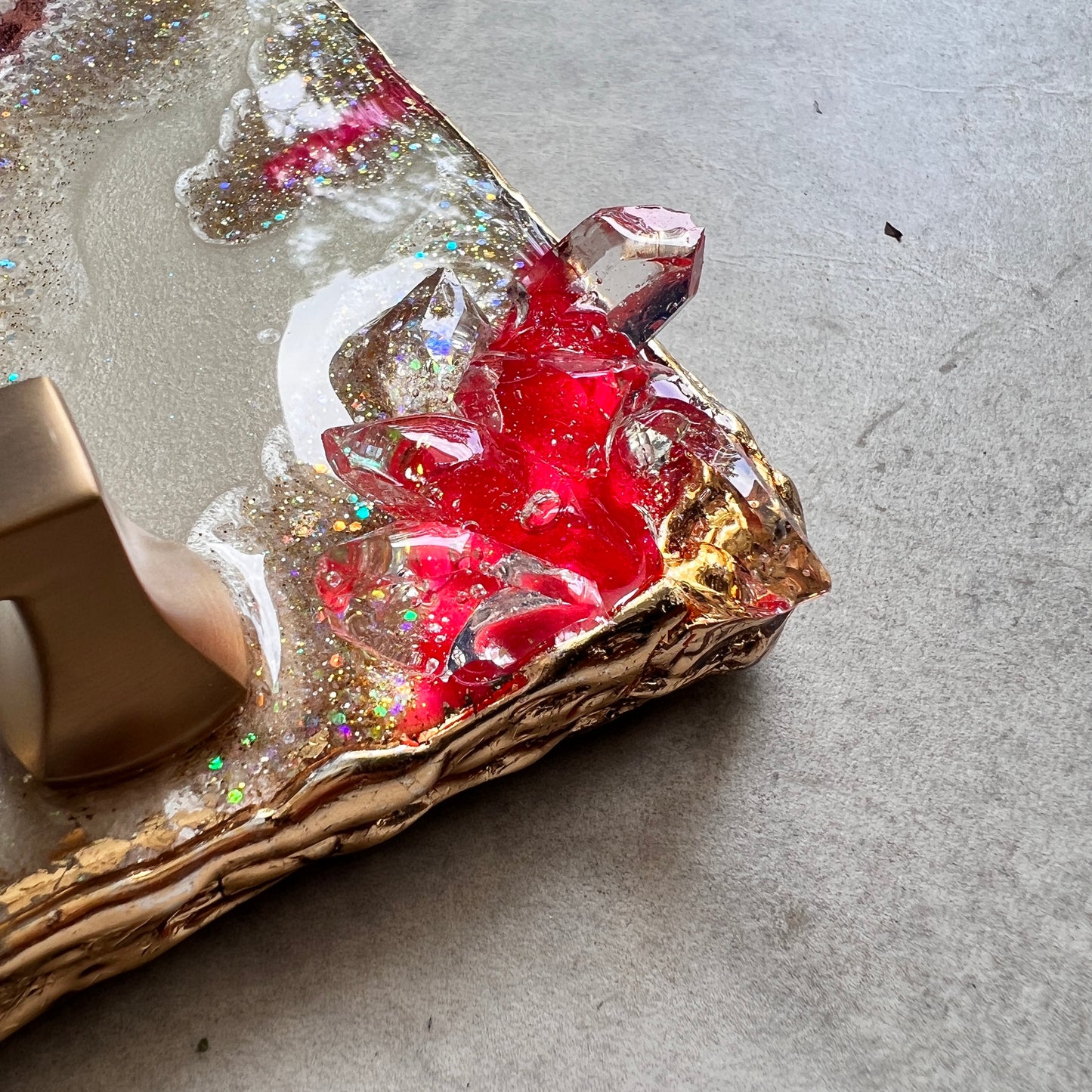 Hot pink and gold mini luxe tray with handles