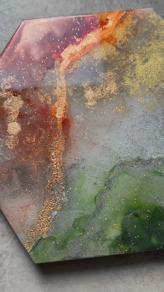 Hexagon marble platter 8x8