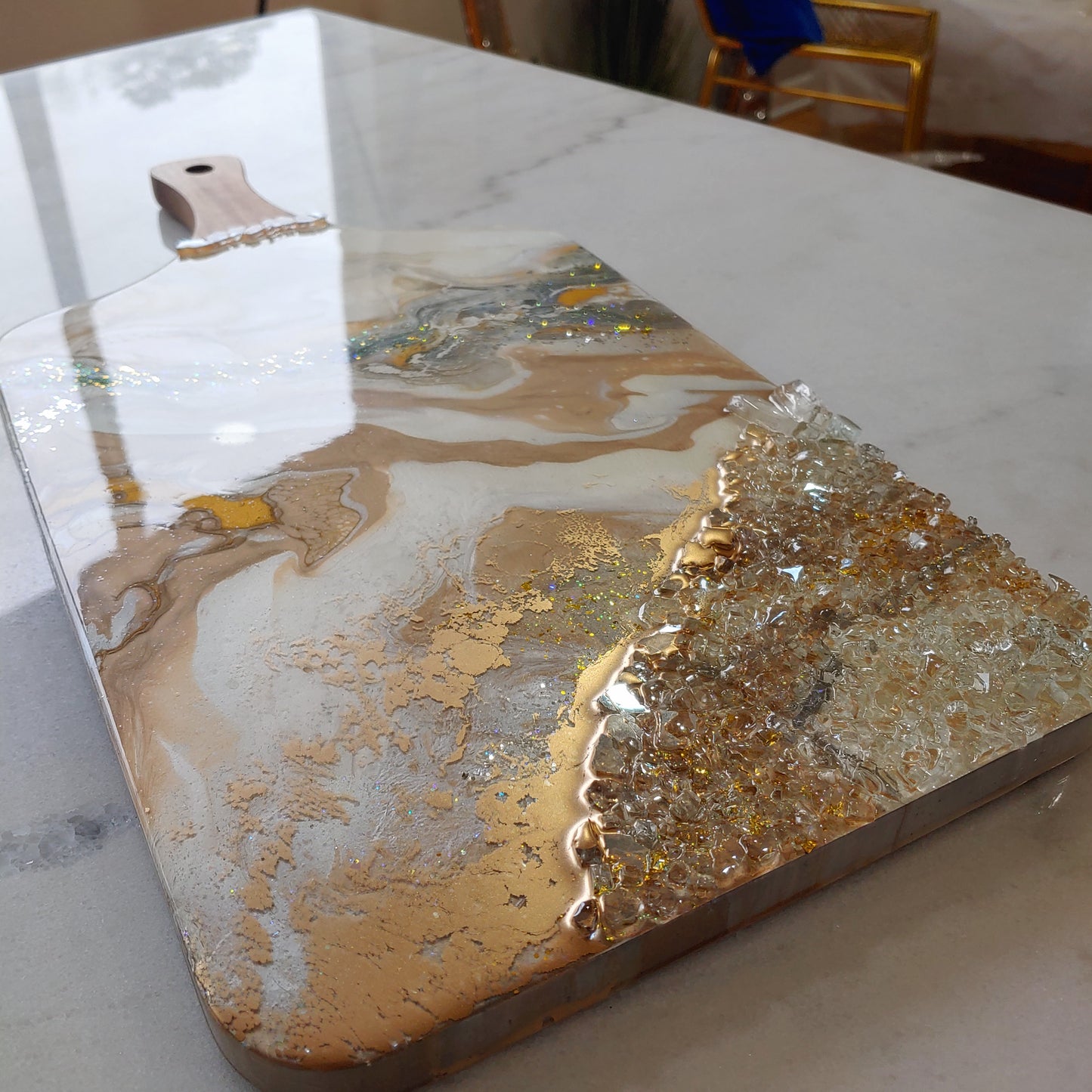 Neutral luxury resin and wood Cheeseboard