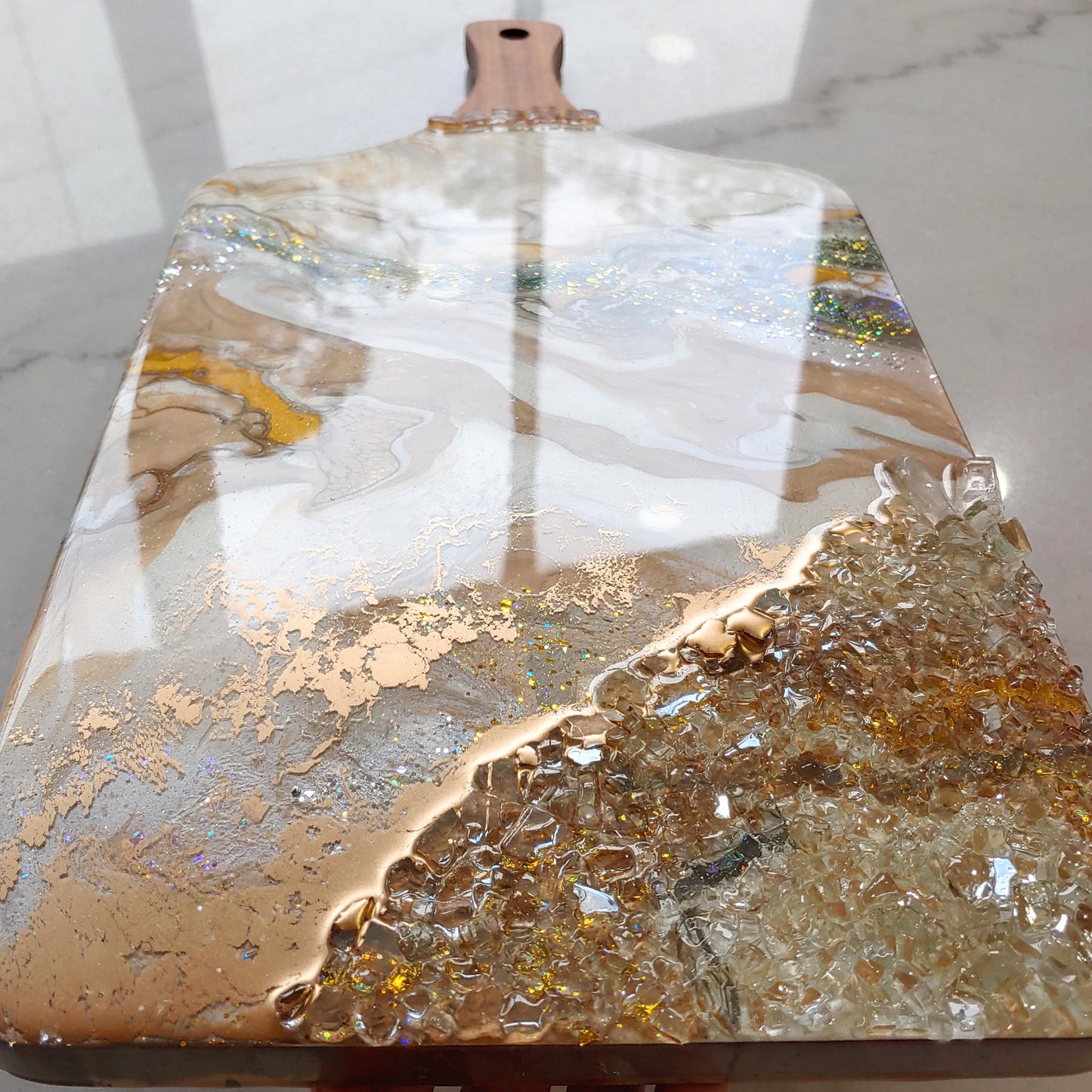 Neutral luxury resin and wood Cheeseboard