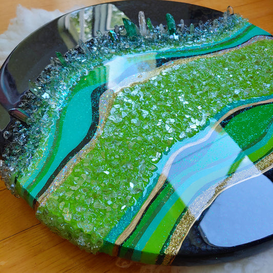 Green Malechite resin and glass art