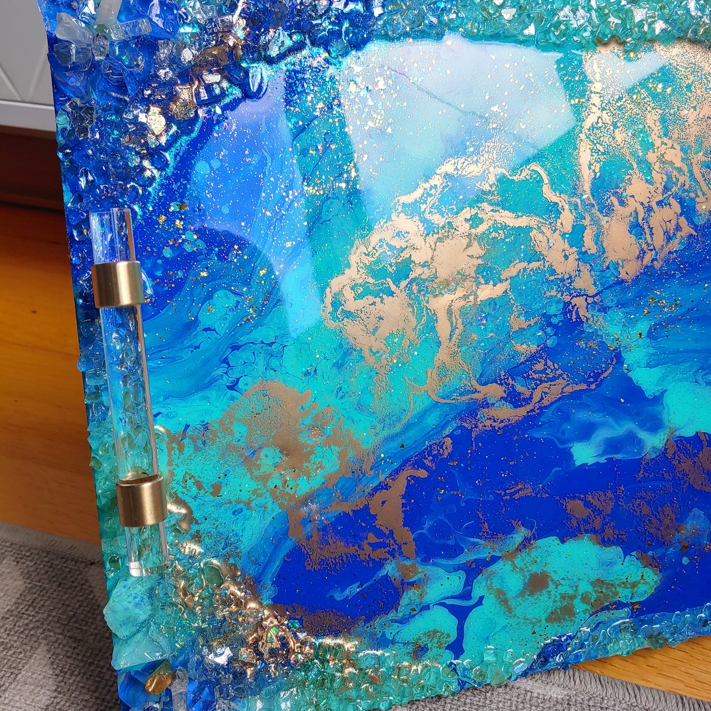 QZ Ocean Blue luxury tray with turquoise, royal blue and gold