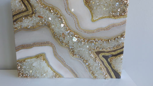 Golden Cream Sparkling Geode Original Art