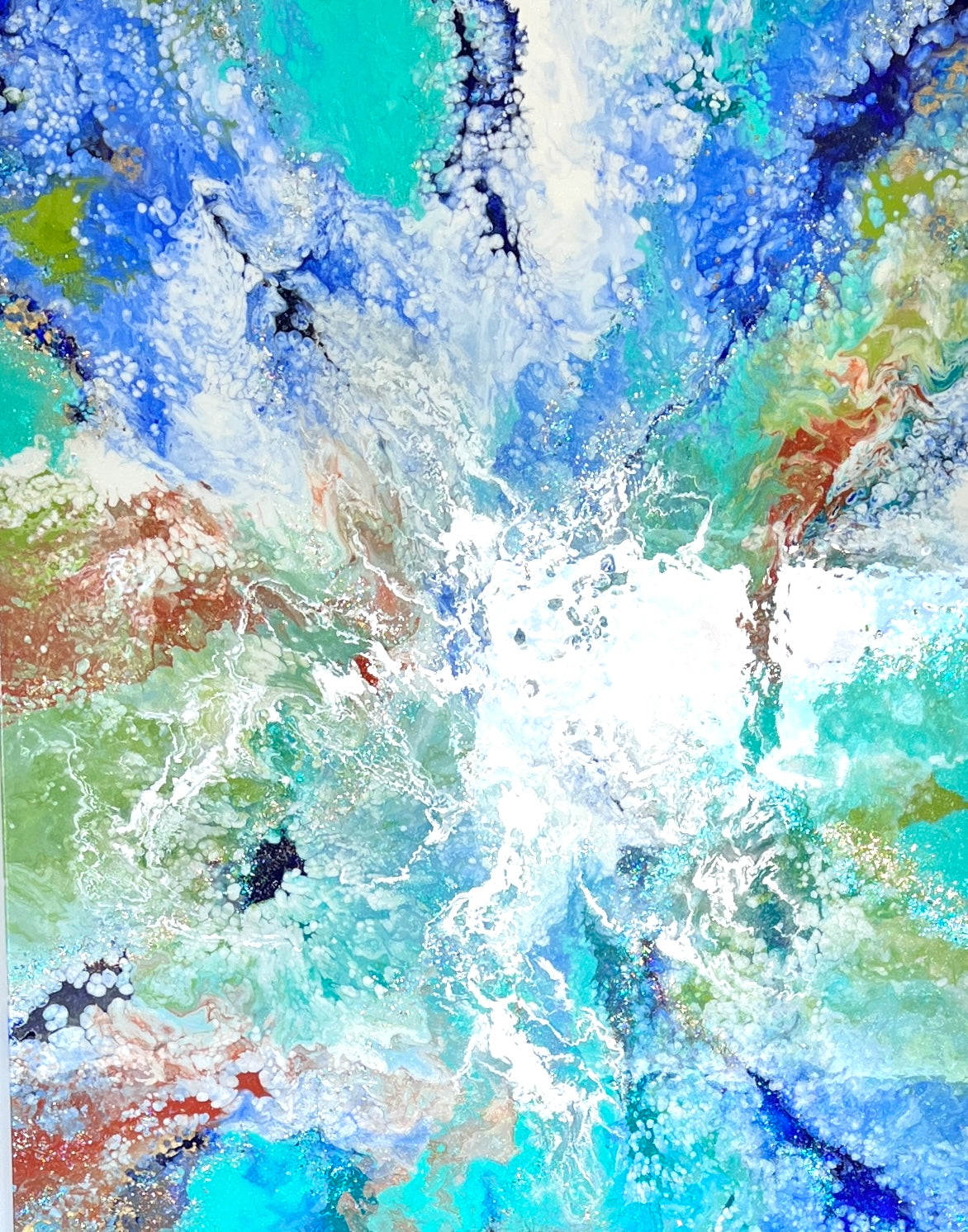 Bright fluid acrylic abstract 36x48