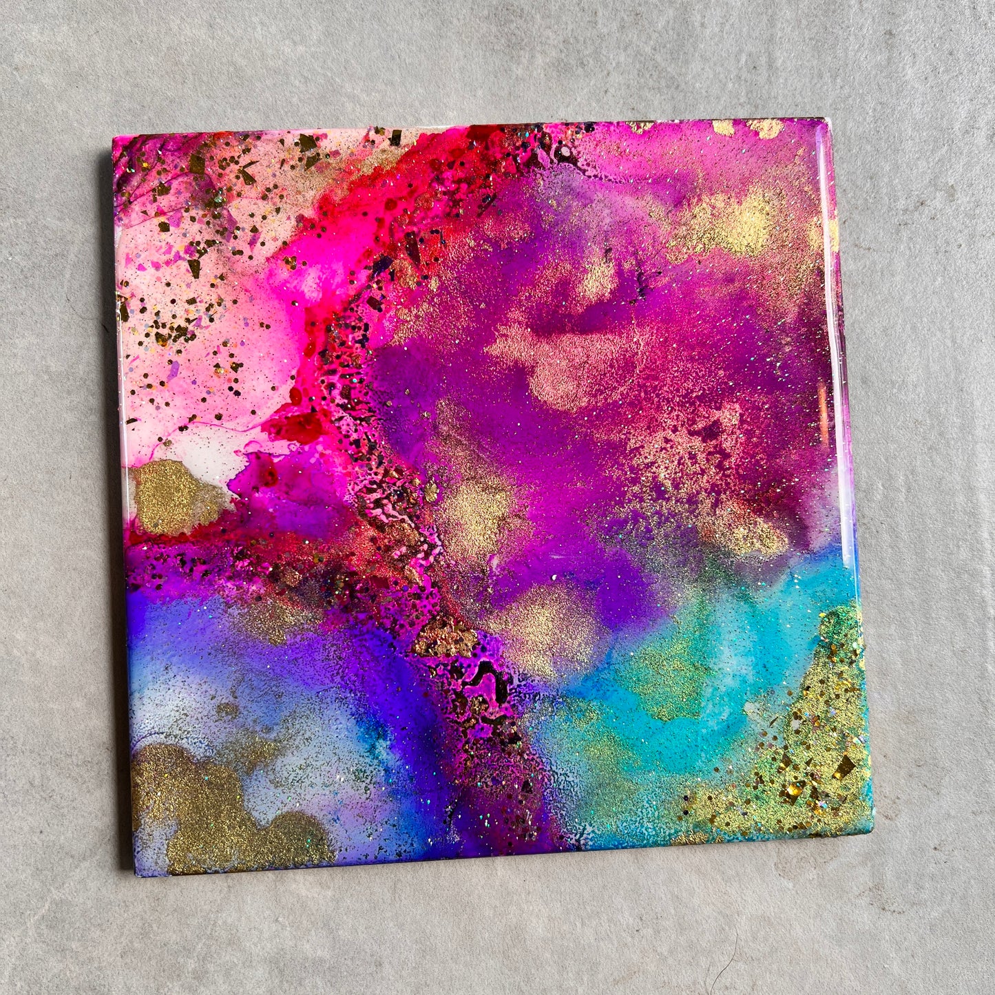 Pink Nebula Mini Artwork with Stand