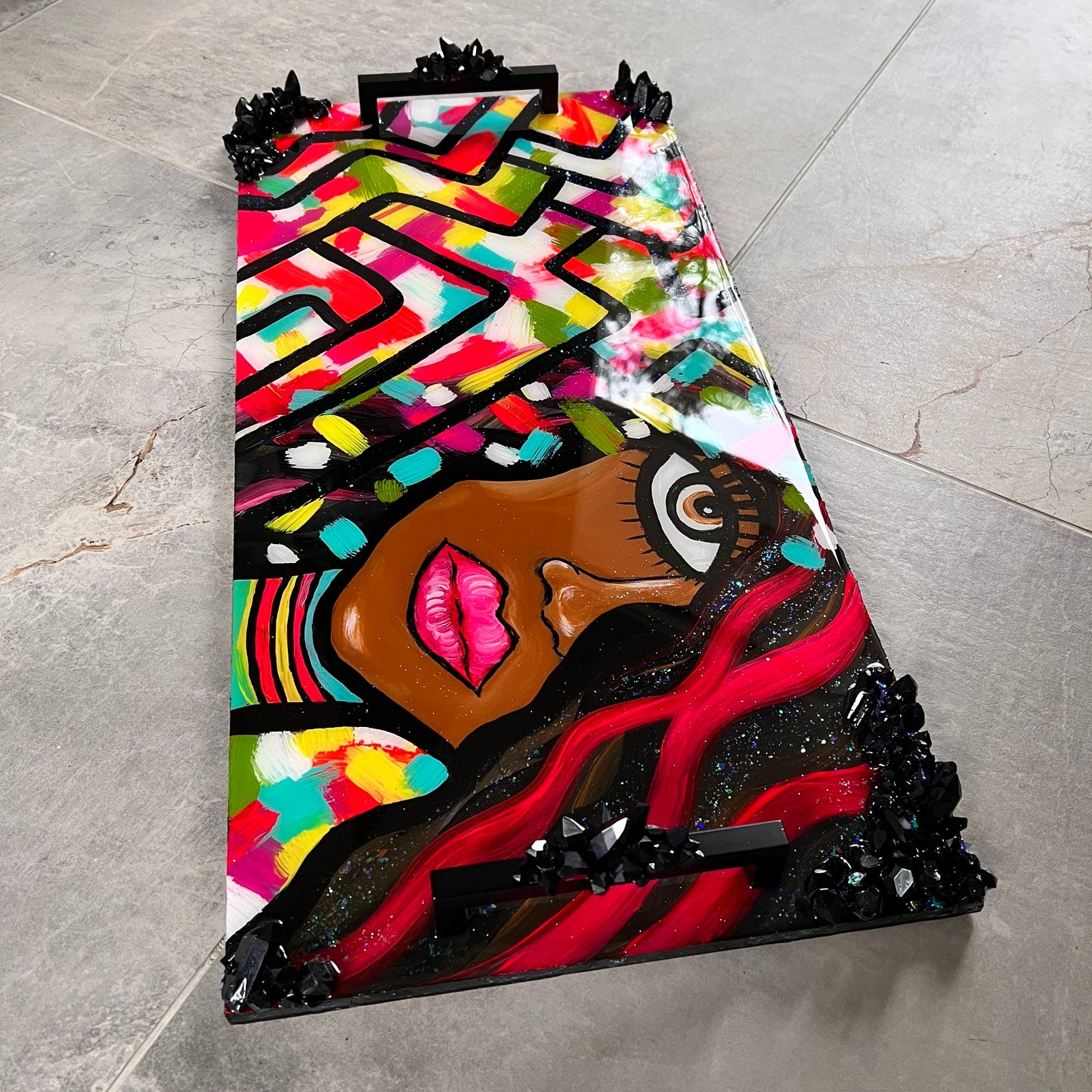 Power Moves Hand Painted Luxury Resin Tray