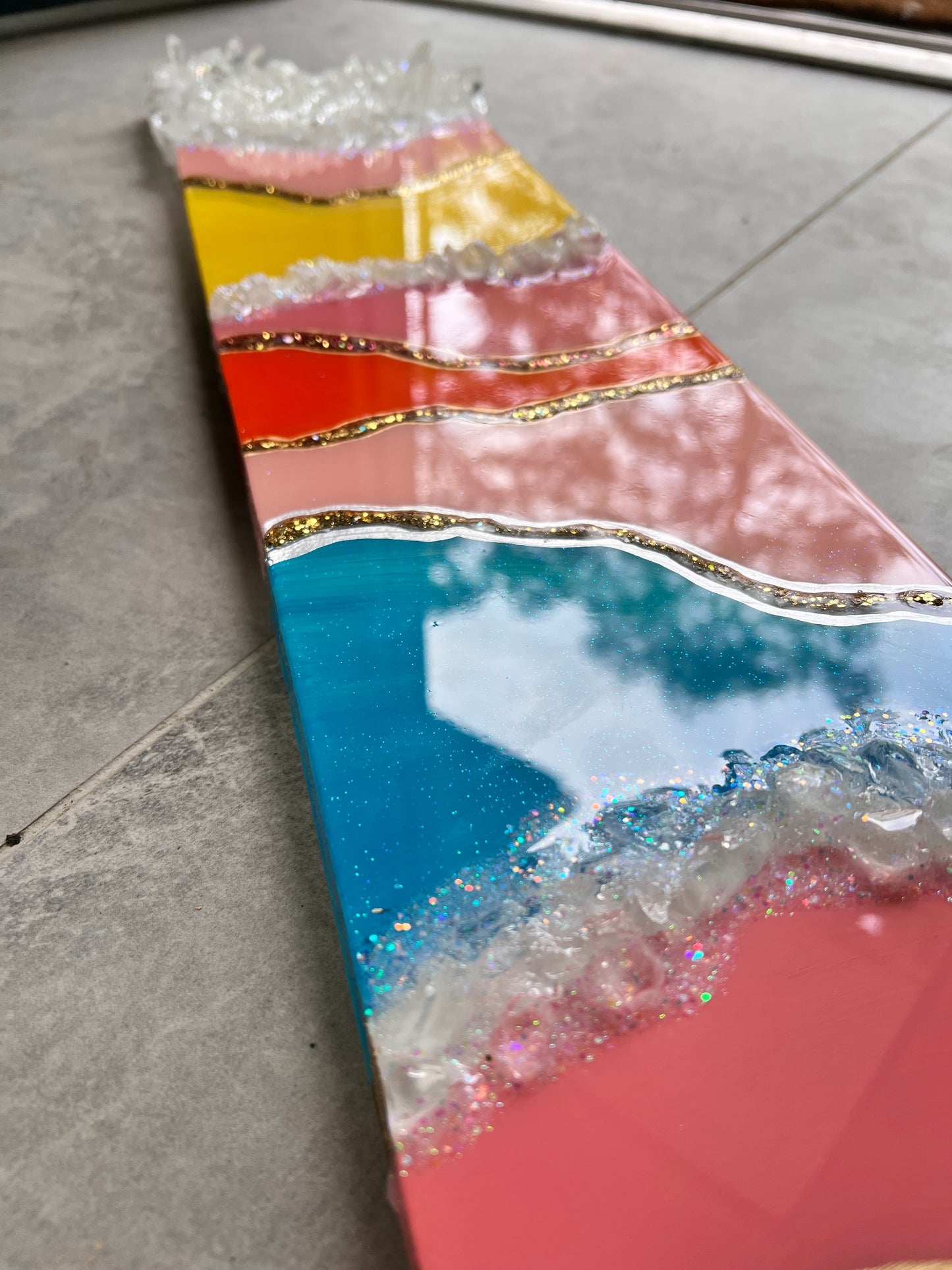 NEW! Colorful layered Resin and Glass Artwork