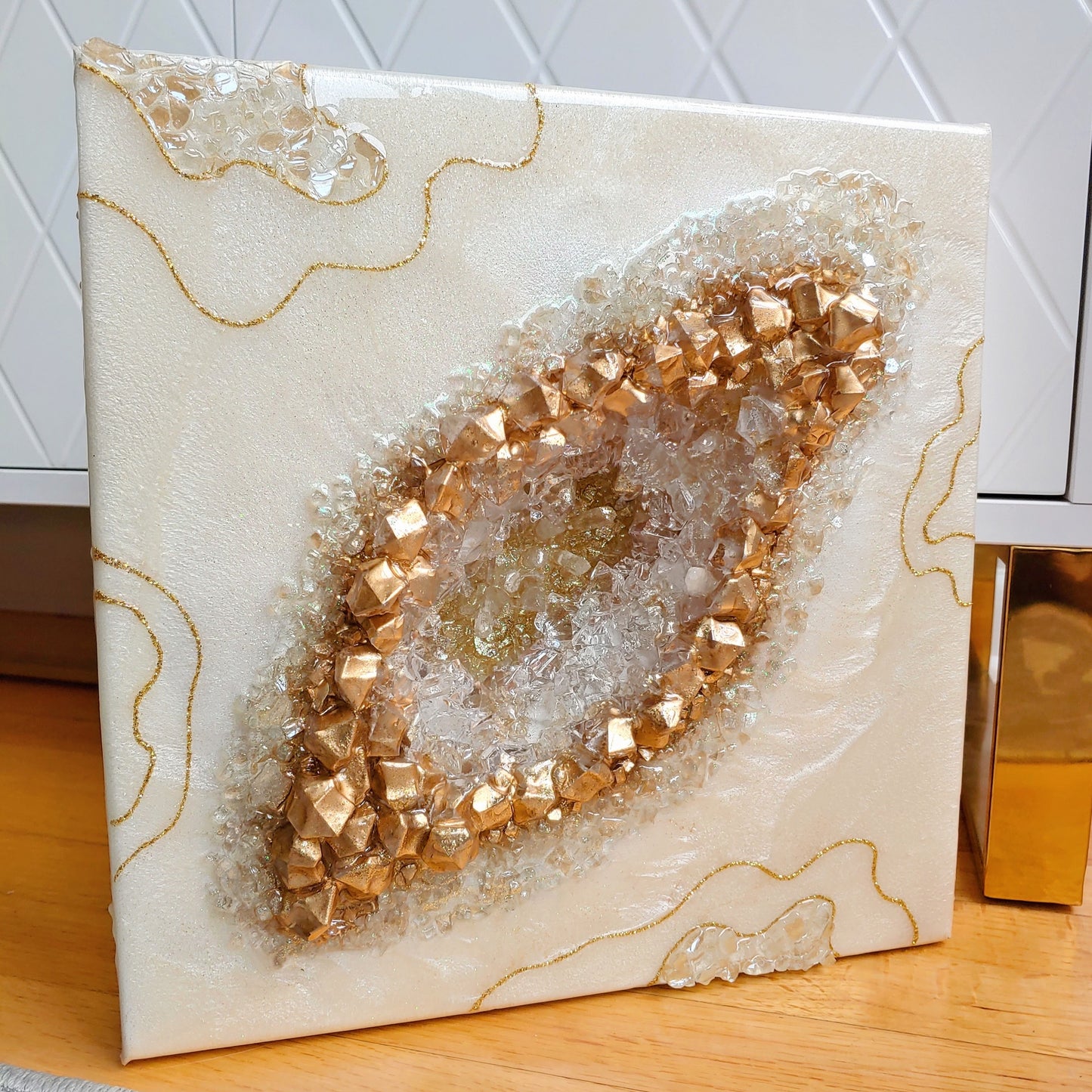 Stunning 3 dimensional artwork in gold! 12x12