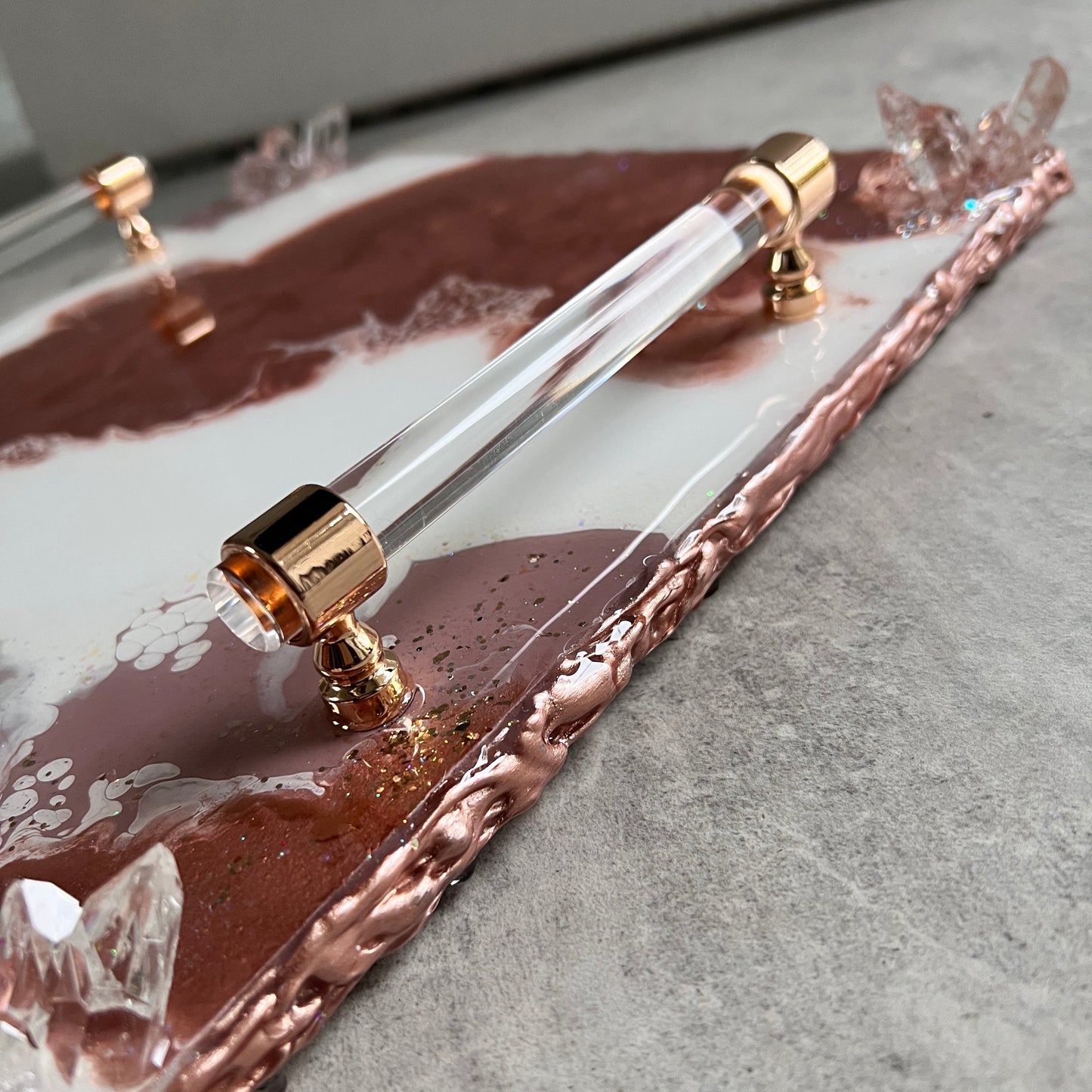 Rose Gold Luxury Tray With 6pc Coaster Set