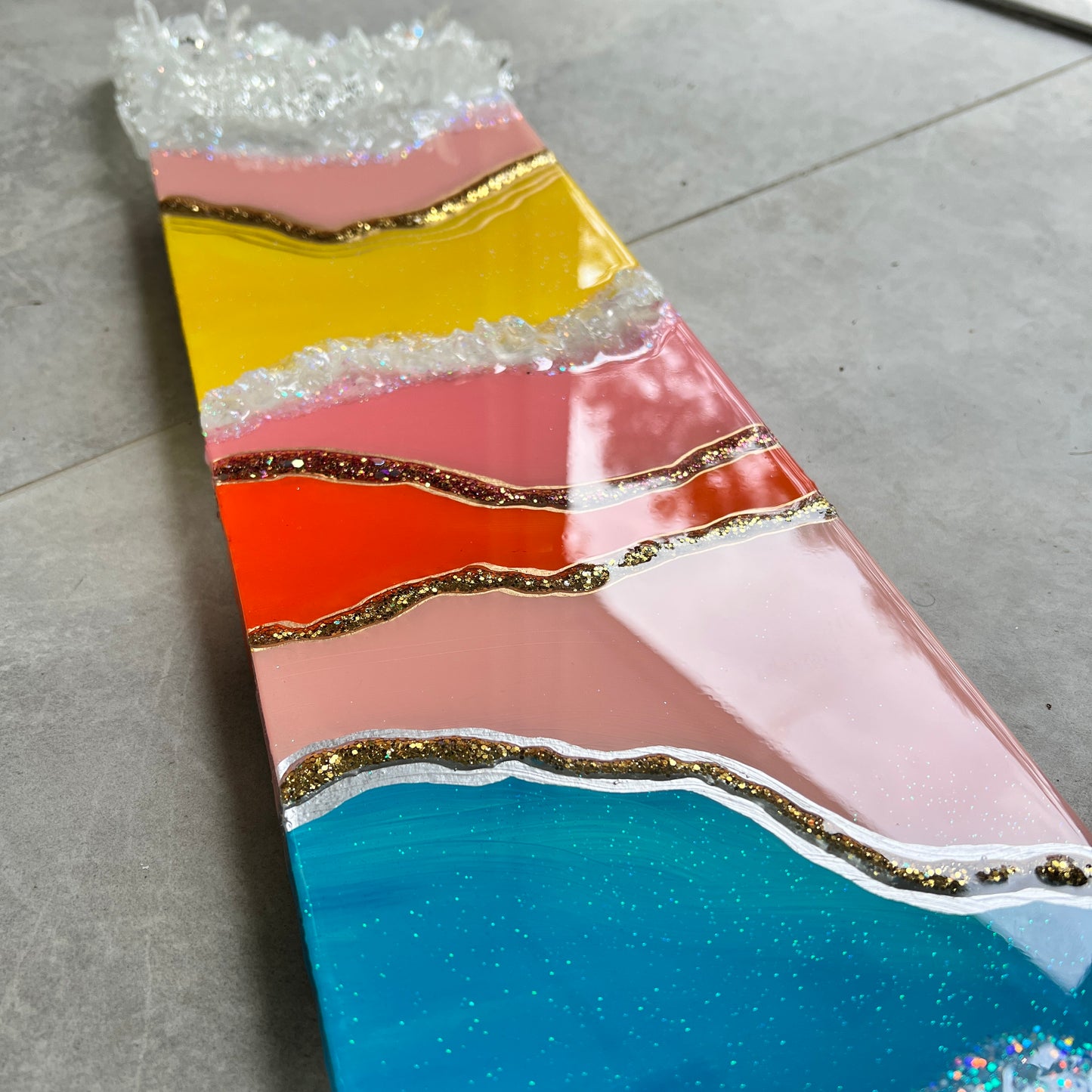 NEW! Colorful layered Resin and Glass Artwork
