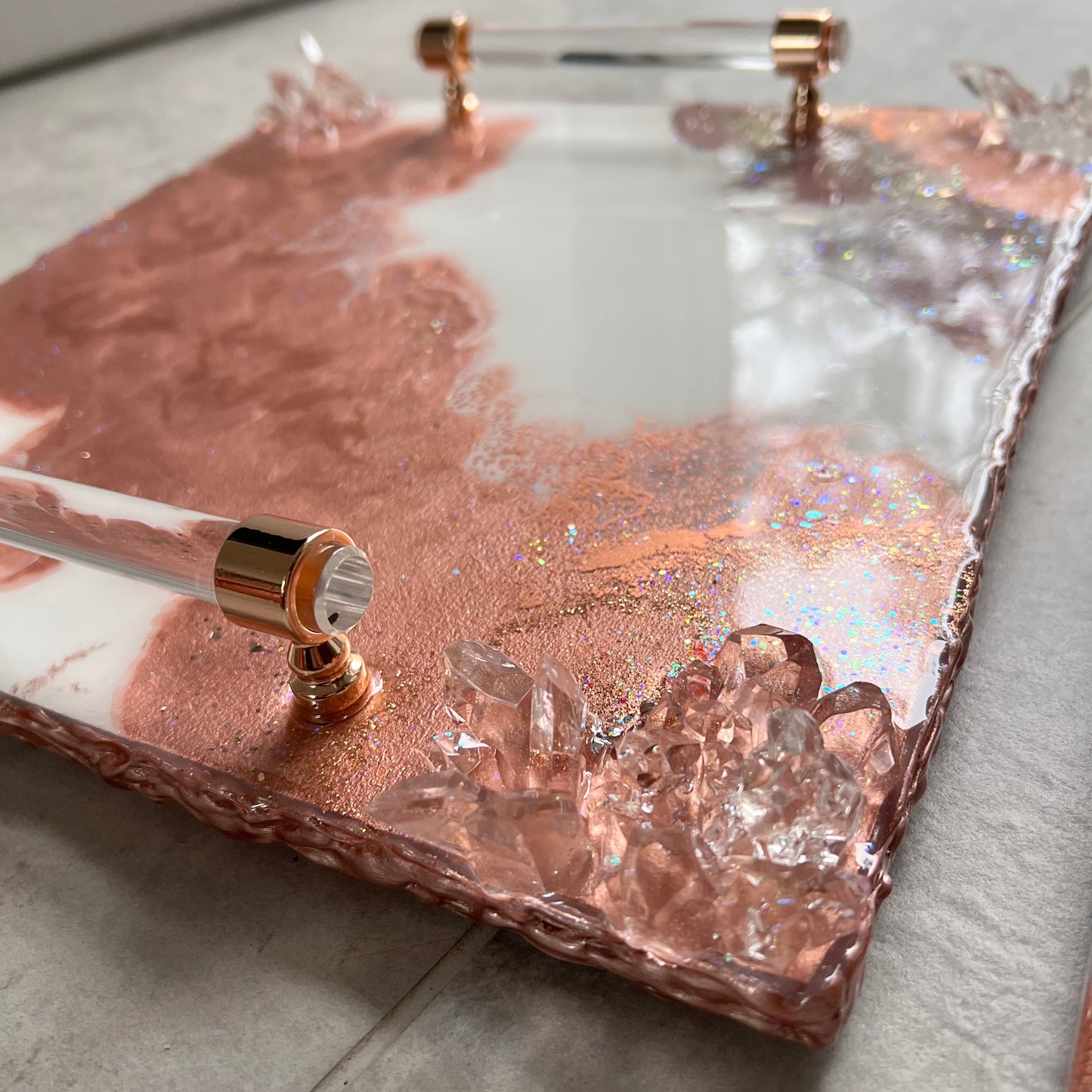 Rose Gold Luxury Tray With 6pc Coaster Set