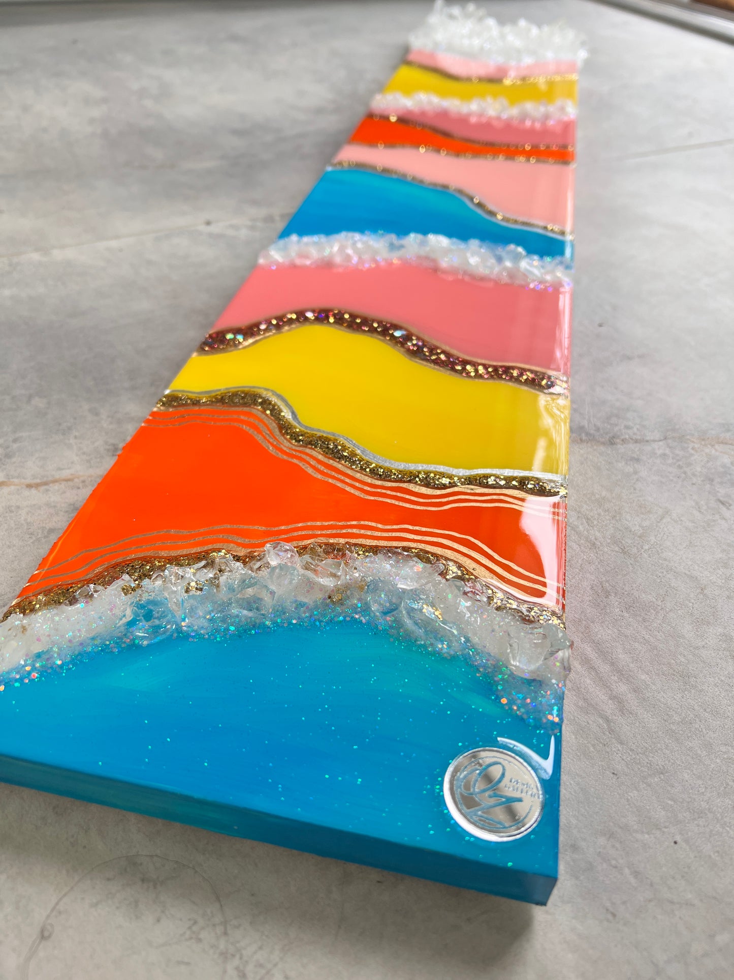 NEW! Colorful layered Resin and Glass Artwork