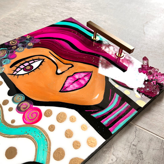 Miss Mocha Hand Painted Luxury Resin Tray